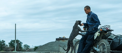 Eddie Pang and dog in the feature film 'Black Dog' (2024).